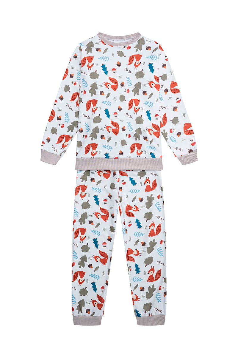 Pijama Niños Bosque Bellota Dos Piezas en Piel de Durazno