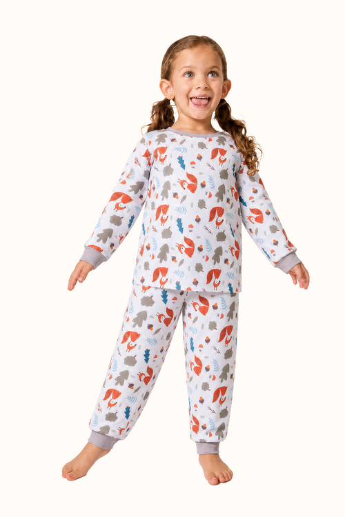 Pijama Niños Bosque Bellota Dos Piezas en Piel de Durazno