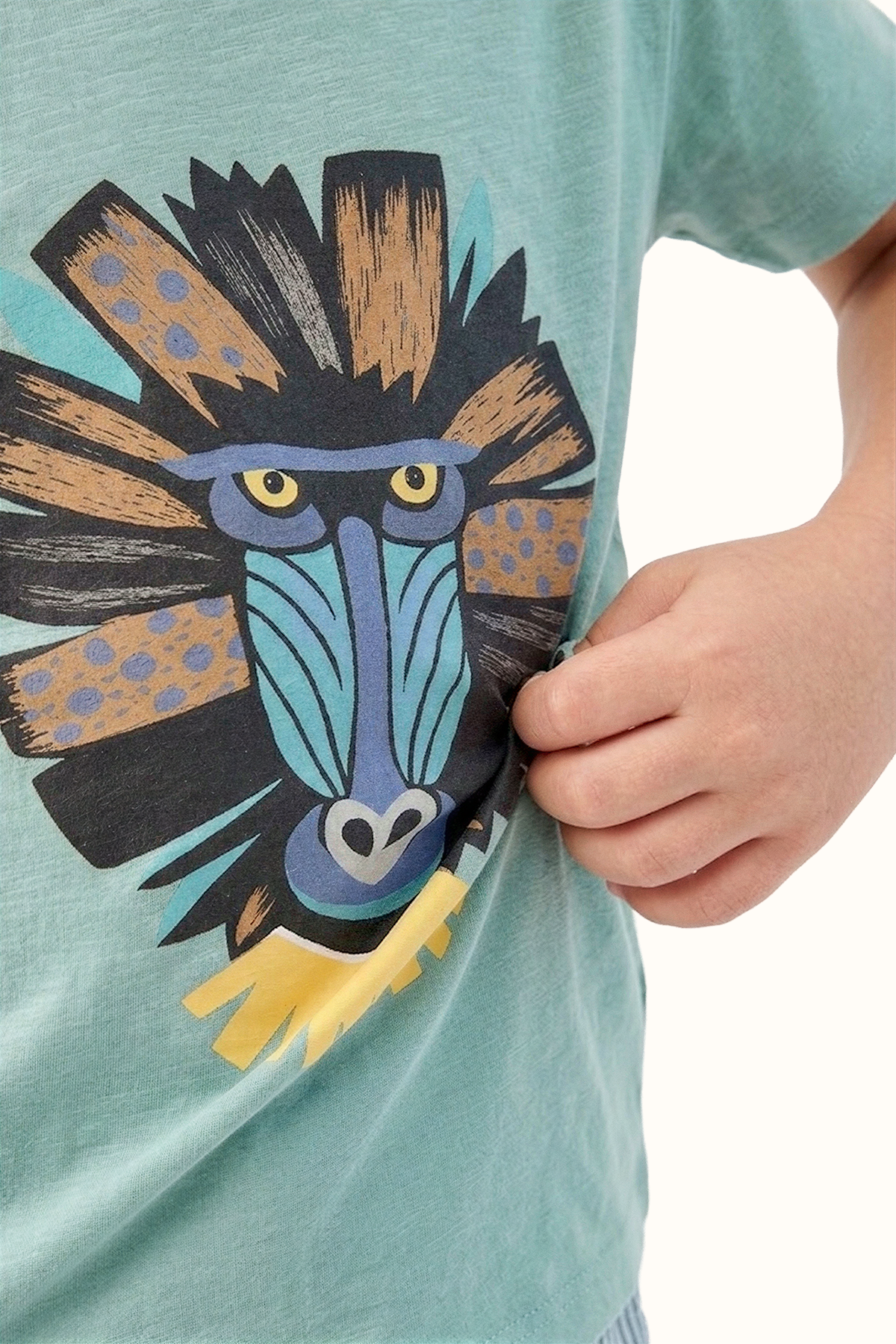 Camiseta Algodon Niños Verde Menta Mandril