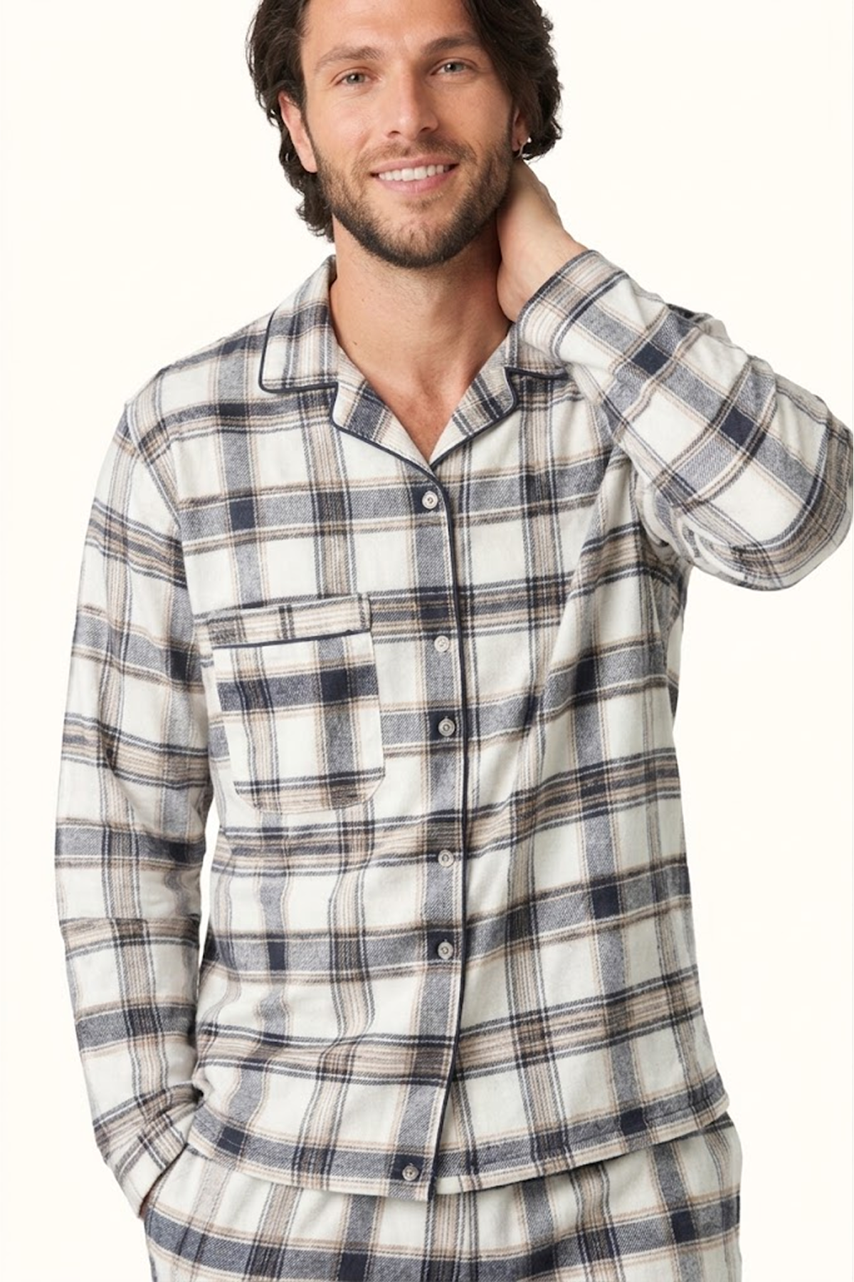 Pijama Algodón Leñadora Crema Hombre