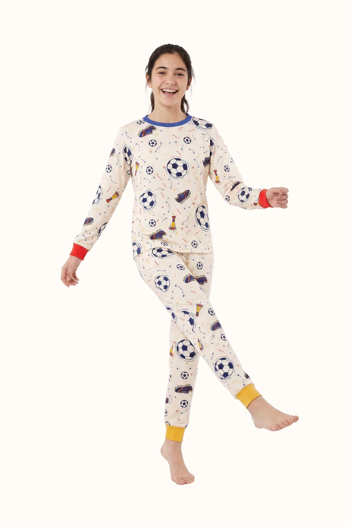 Pijama Teens Dos Piezas Fútbol en Piel de Durazno