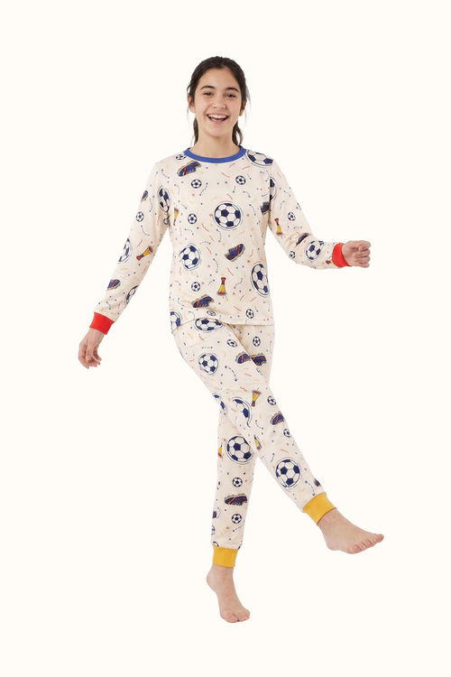 Pijama Teens Dos Piezas Fútbol en Piel de Durazno