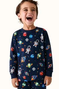 Pijama Niños Astronautas Dos Piezas en Piel de Durazno