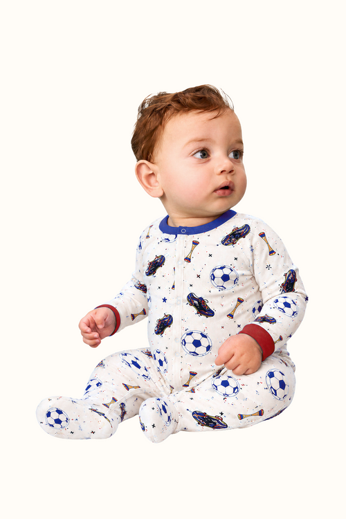 Pijama Bebe Enteriza Futbol en Piel de Durazno