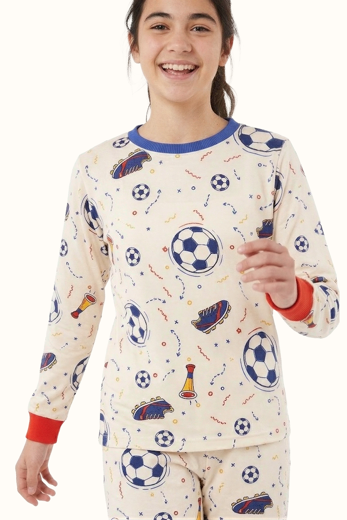 Pijama Teens Dos Piezas Fútbol en Piel de Durazno
