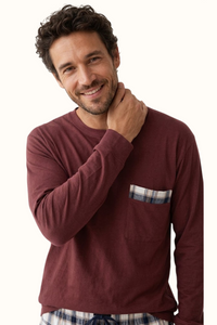 Pijama Algodón Vinotinto Cuadros Hombre
