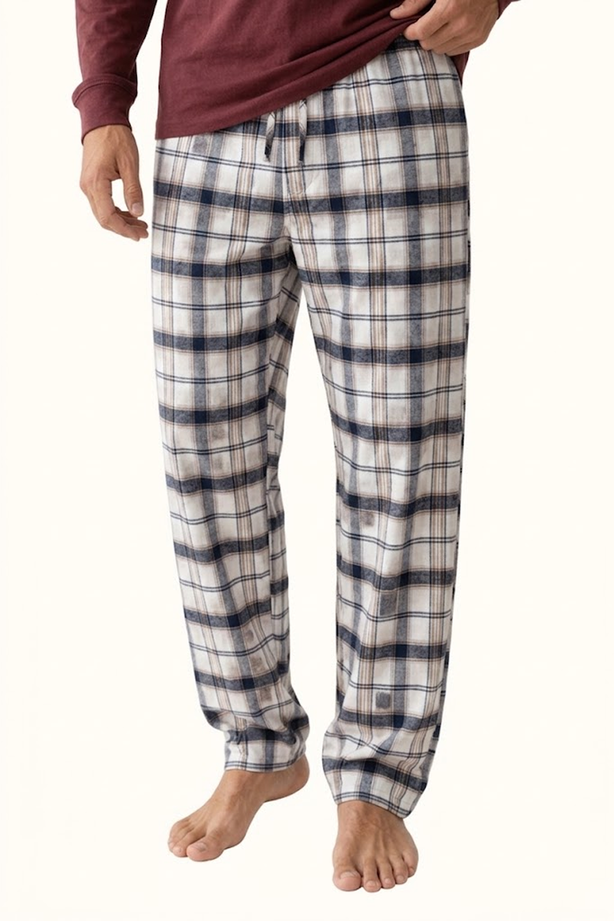 Pijama Algodón Vinotinto Cuadros Hombre