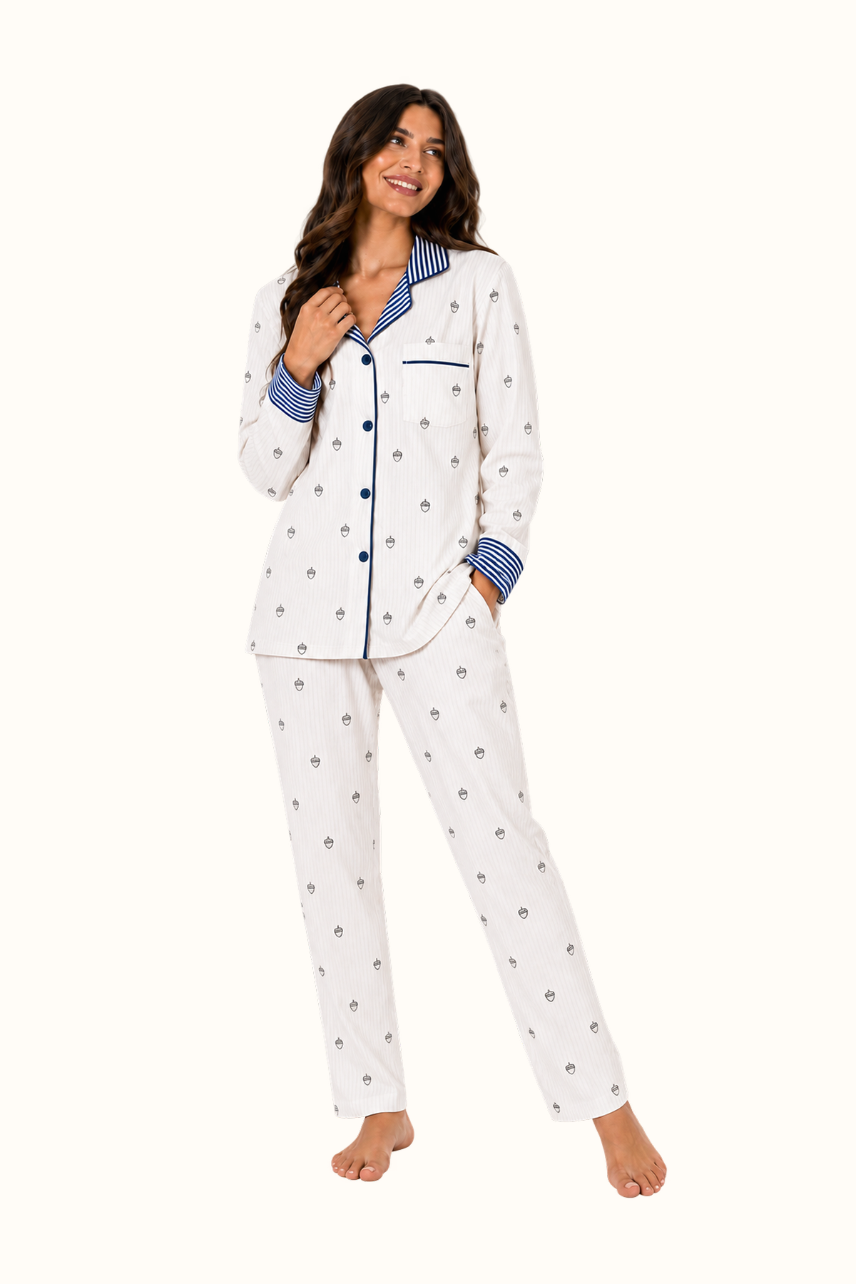 Pijama Adulto Rayas Bellota Algodón Dos Piezas