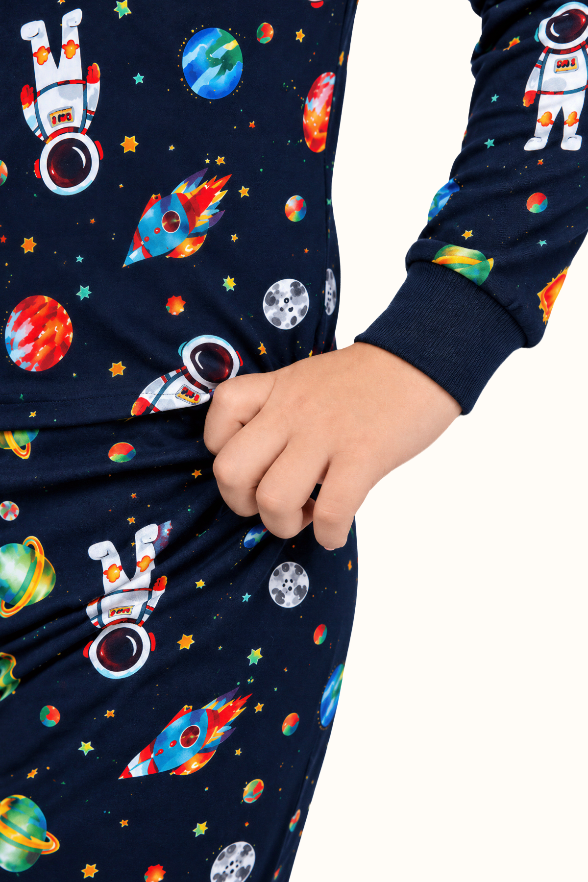 Pijama Niños Astronautas Dos Piezas en Piel de Durazno