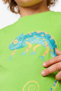 Camiseta Algodon Niños Verde Vivo Camaleón