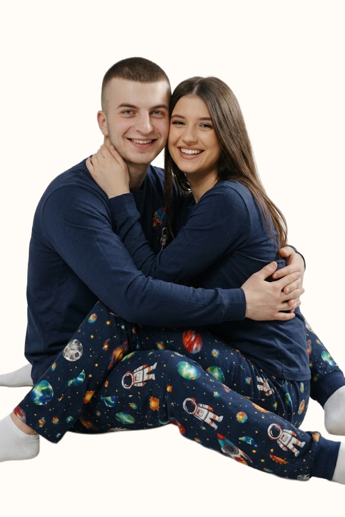Pijama Unisex Astronautas Dos Piezas en Piel de Durazno