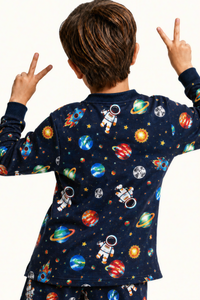 Pijama Niños Astronautas Dos Piezas en Piel de Durazno