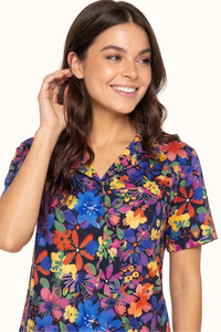 Pijama Mujer Manga Corta y Short Flores Coloridas