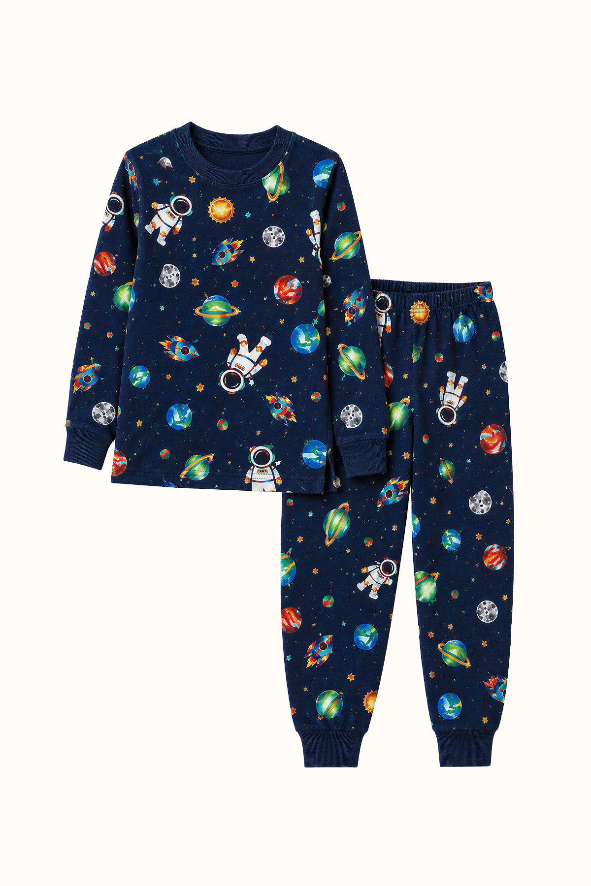 Pijama Niños Astronautas Dos Piezas en Piel de Durazno