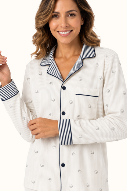 Pijama Rayas Bellota Algodón Mujer Dos Piezas