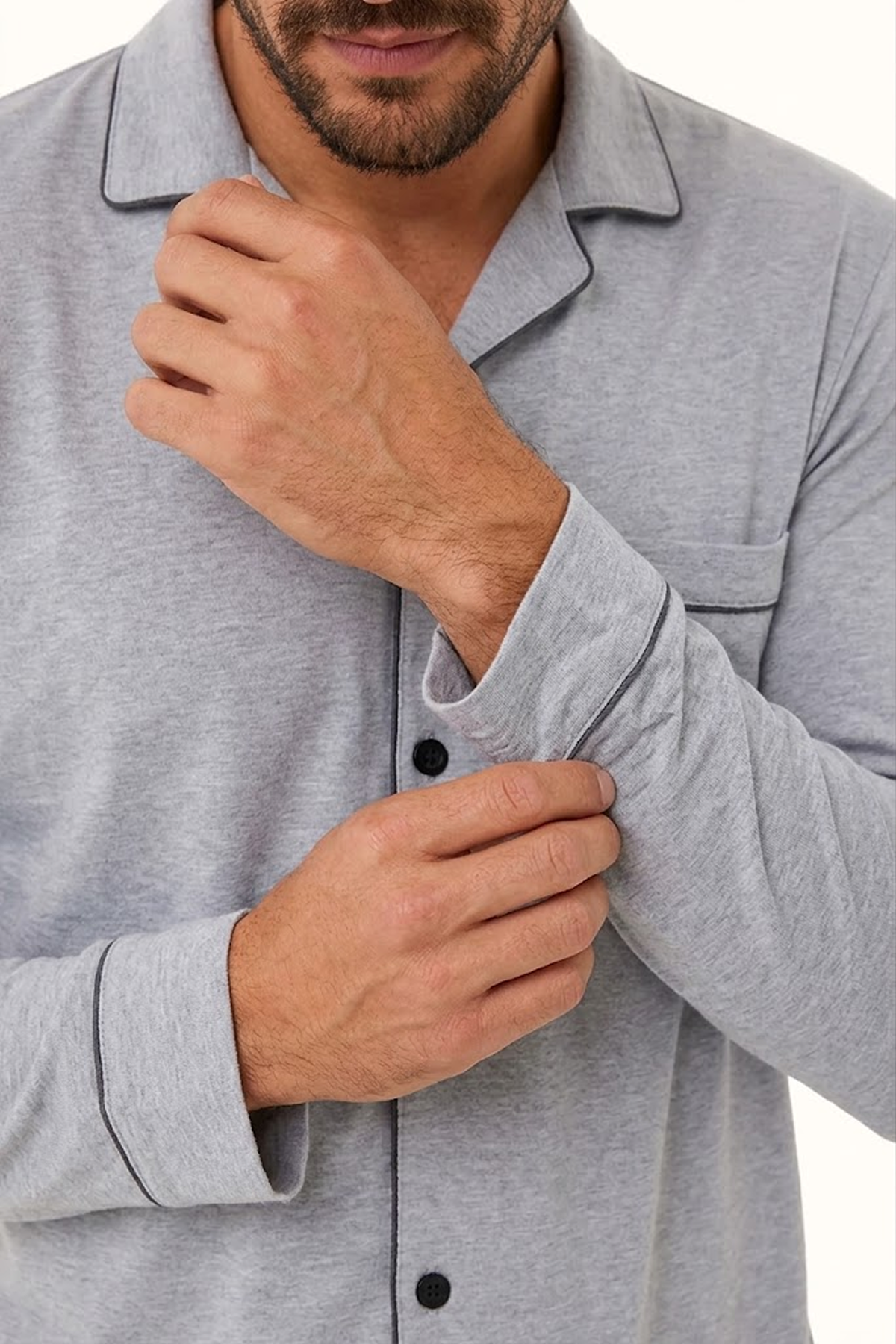 Pijama Fleece Hombre Gris