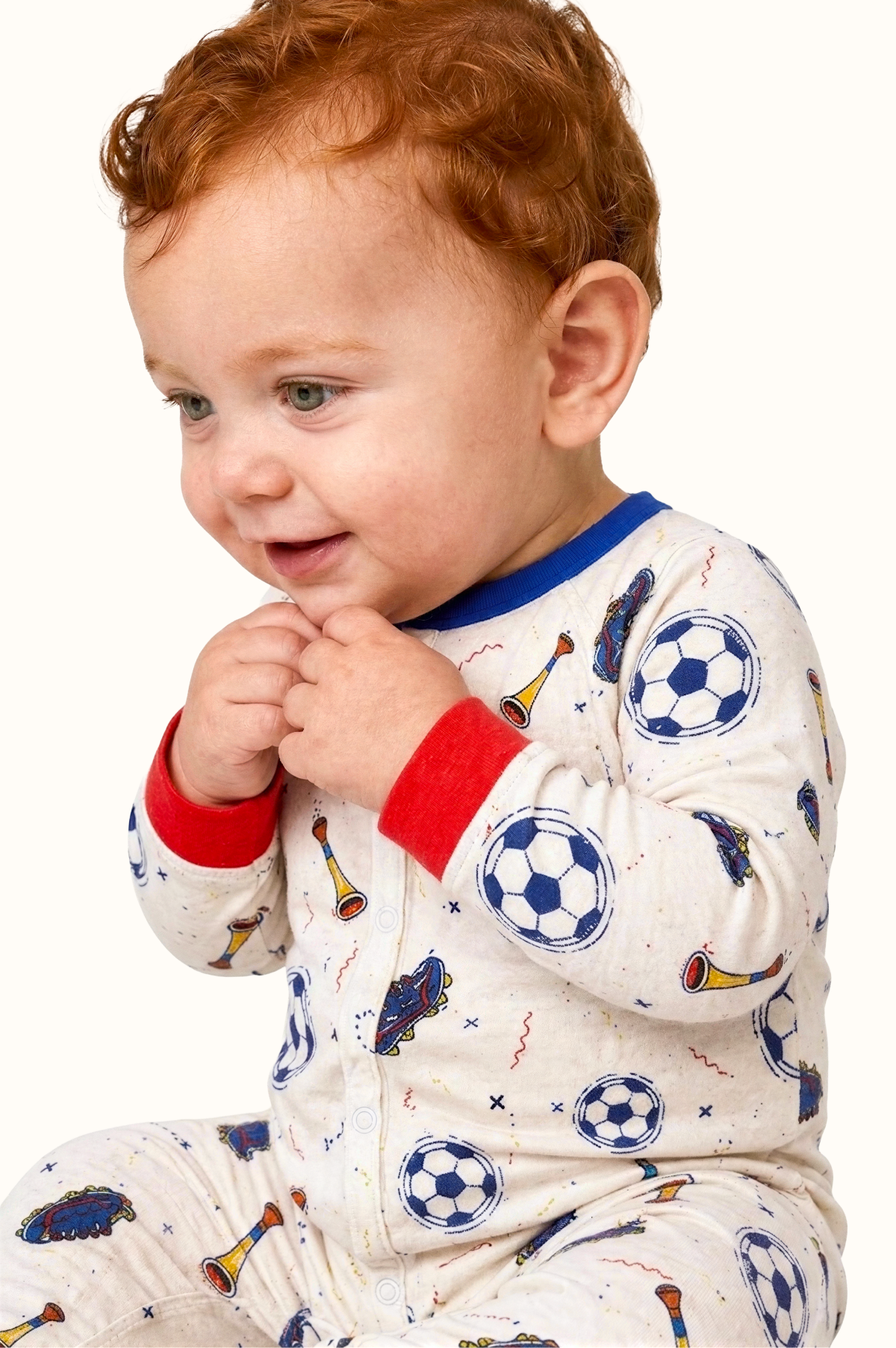 Pijama Bebe Enteriza Futbol en Piel de Durazno