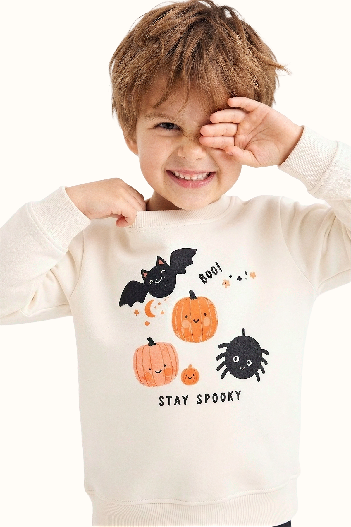 Saco Niños Calabazas Halloween Beige