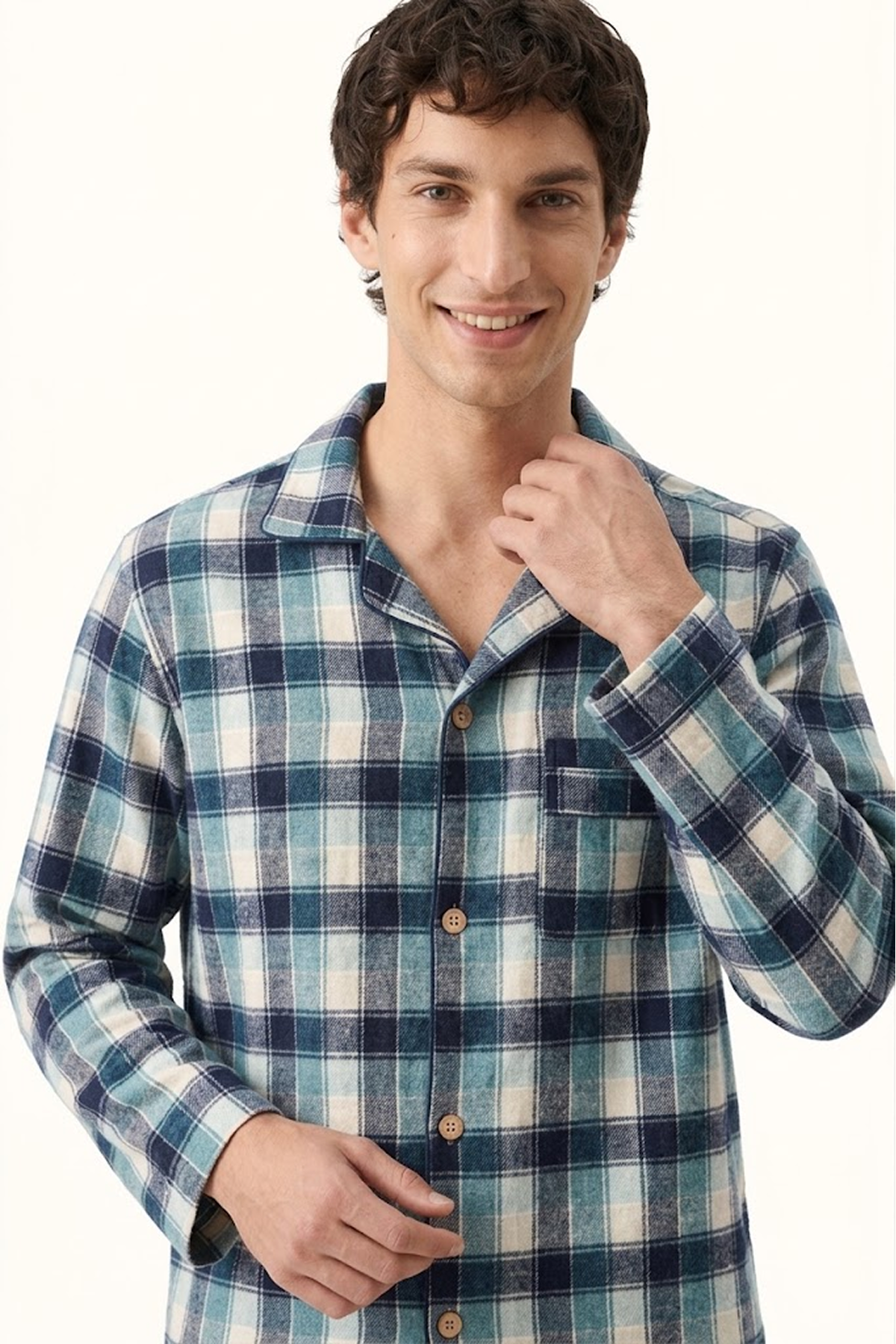 Pijama Algodón Leñadora Navy Hombre