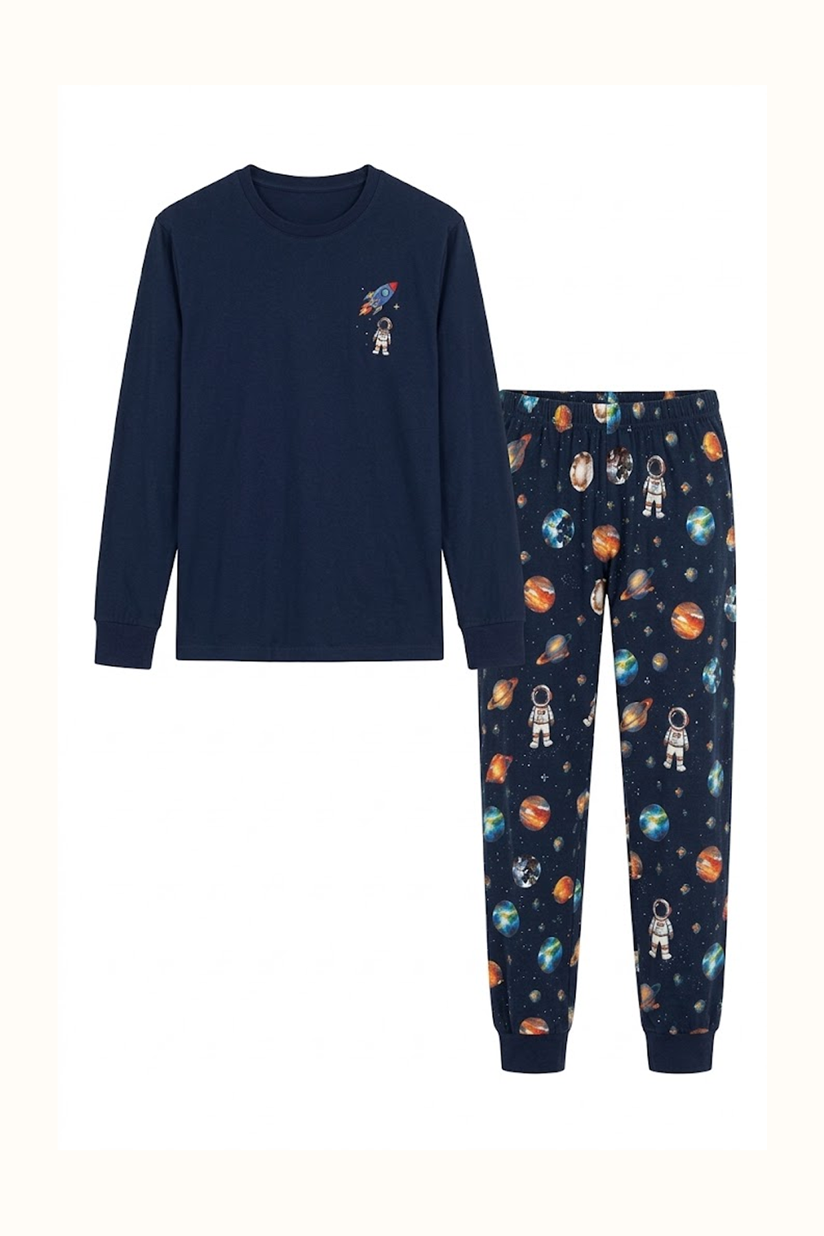 Pijama Adulto Astronautas Dos Piezas en Piel de Durazno