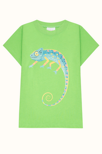 Camiseta Algodon Niños Verde Vivo Camaleón