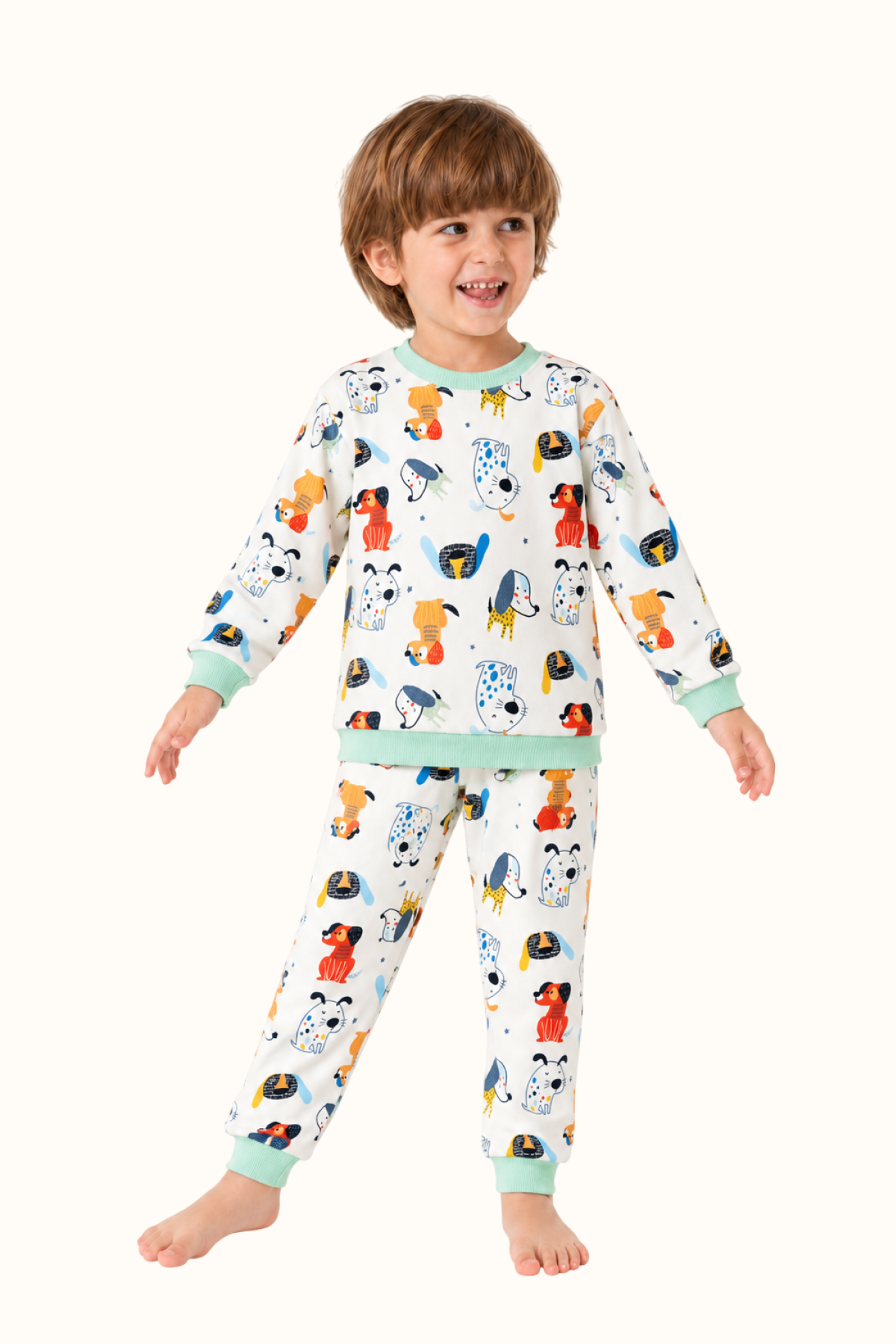 Pijama Fleece Niños Dos Piezas Perritos