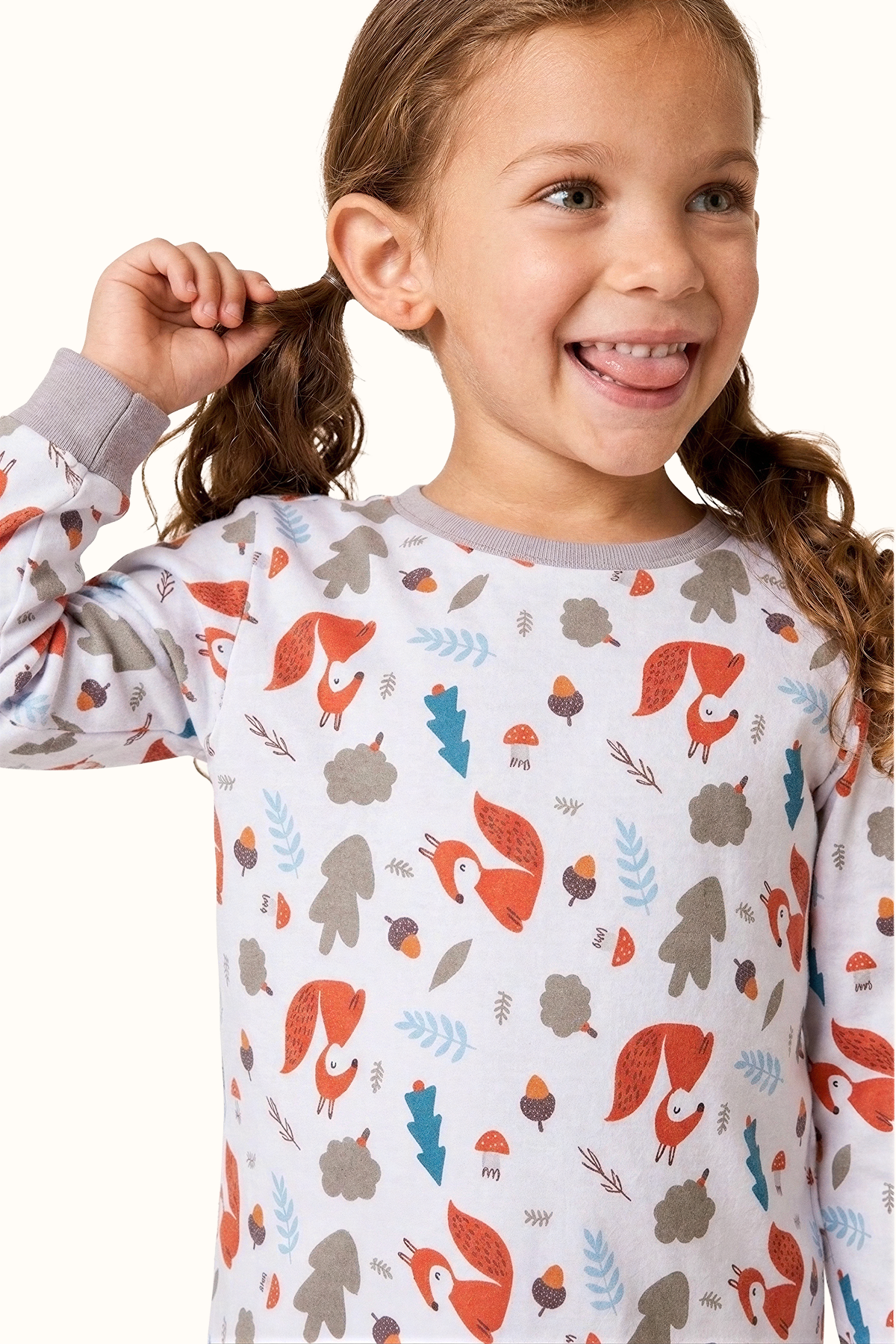 Pijama Niños Bosque Bellota Dos Piezas en Piel de Durazno
