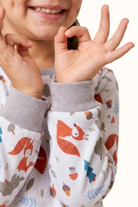 Pijama Niños Bosque Bellota Dos Piezas en Piel de Durazno