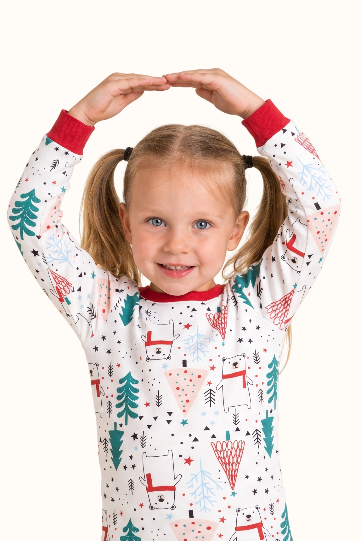 Pijama Dos Piezas Niño Navidad Oso Polar en Piel de Durazno