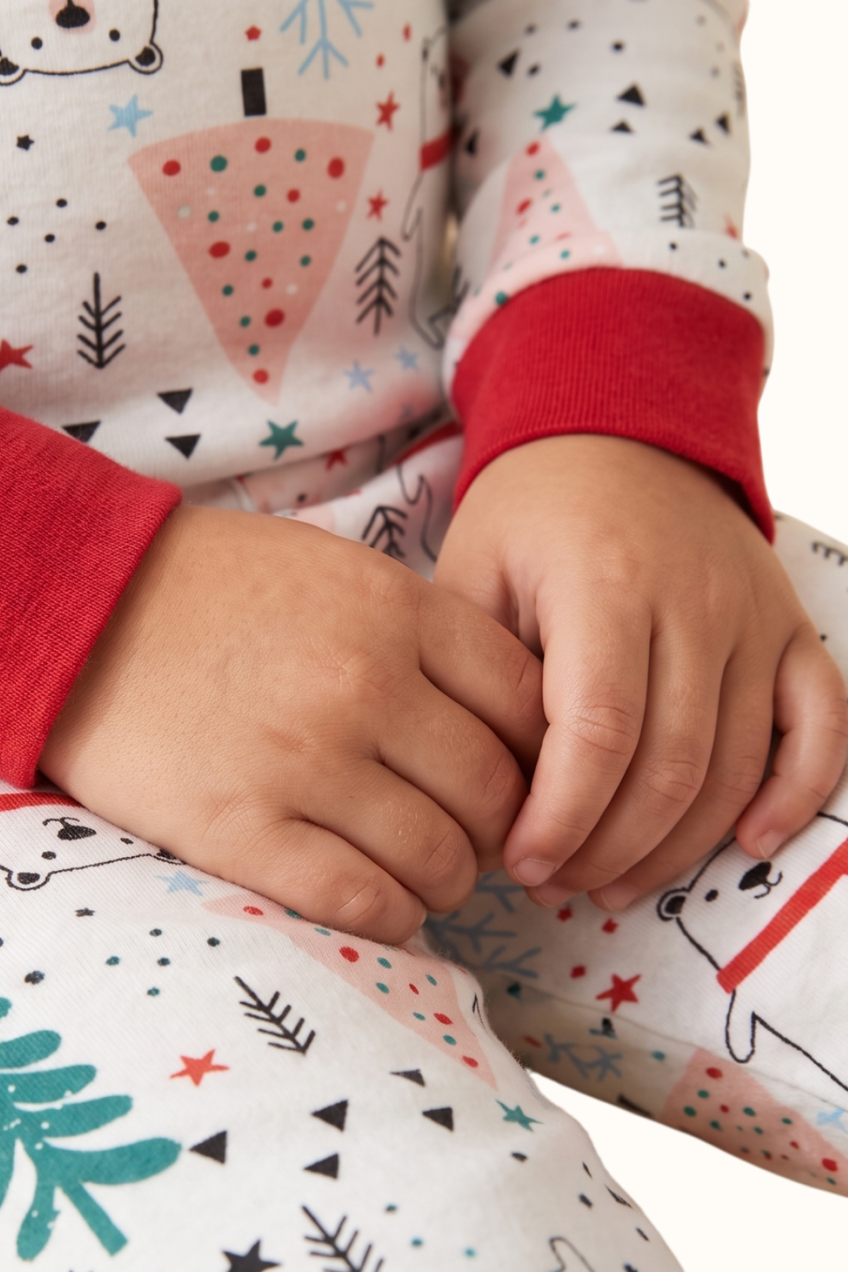 Pijama Dos Piezas Niño Navidad Oso Polar en Piel de Durazno