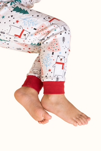 Pijama Dos Piezas Niño Navidad Oso Polar en Piel de Durazno
