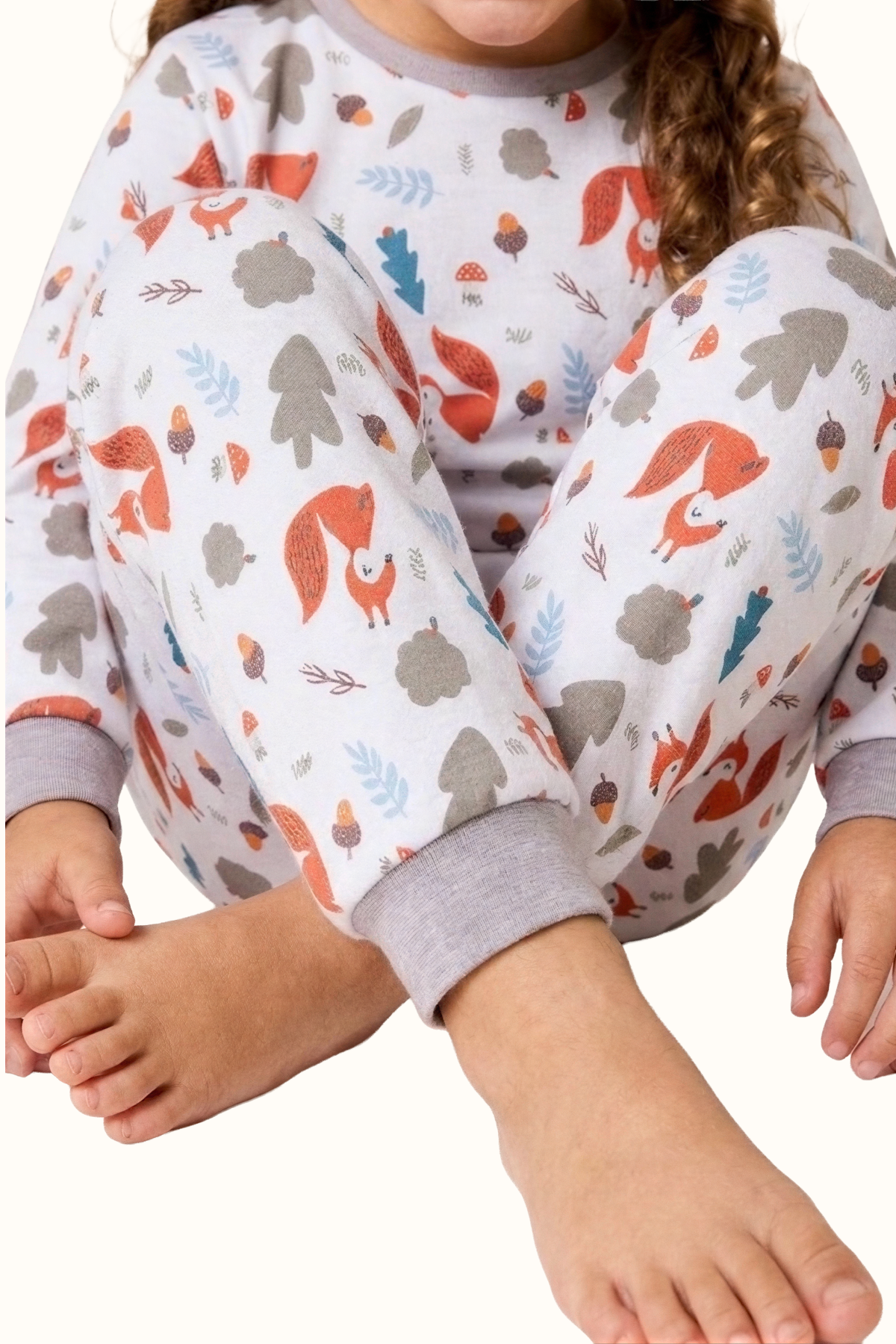 Pijama Niños Bosque Bellota Dos Piezas en Piel de Durazno