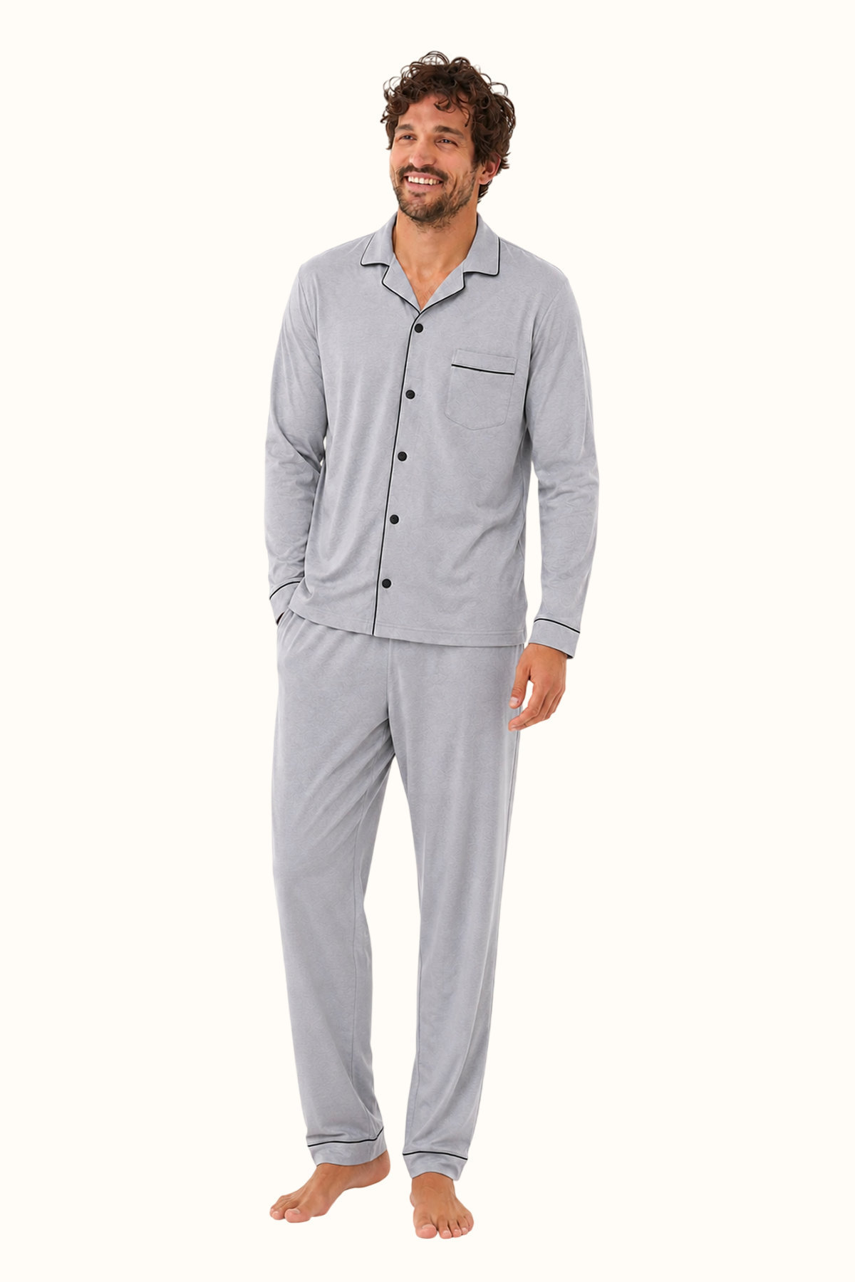 Pijama Fleece Hombre Gris
