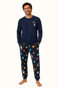 Pijama Unisex Astronautas Dos Piezas en Piel de Durazno