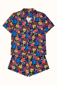 Pijama Mujer Manga Corta y Short Flores Coloridas