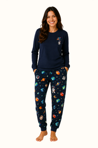 Pijama Unisex Astronautas Dos Piezas en Piel de Durazno
