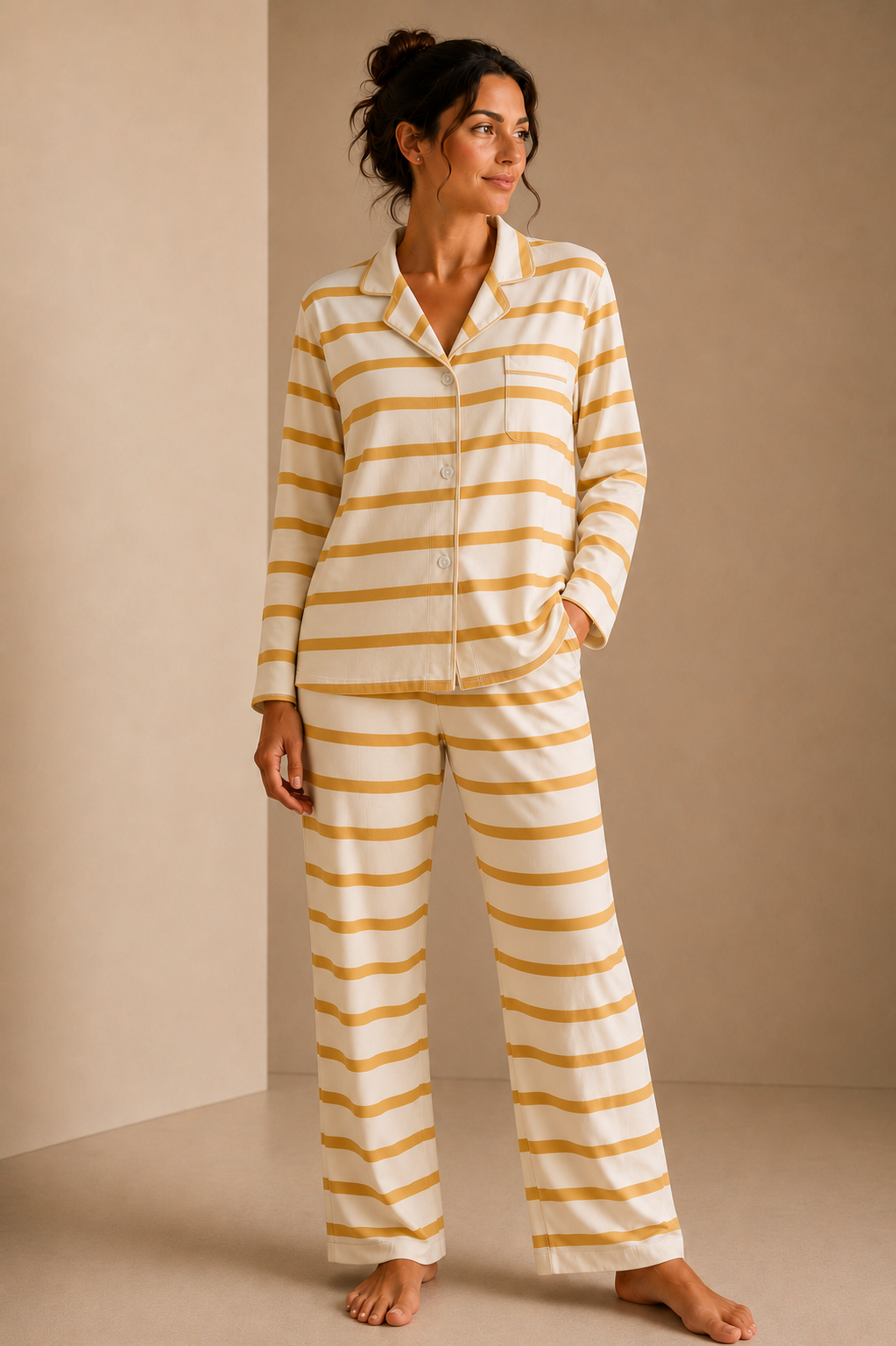 Pijama Clásica Maya Mostaza