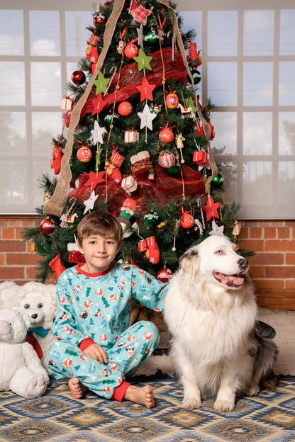 Pijama Fleece Niños Dos Piezas Navidad Animalitos