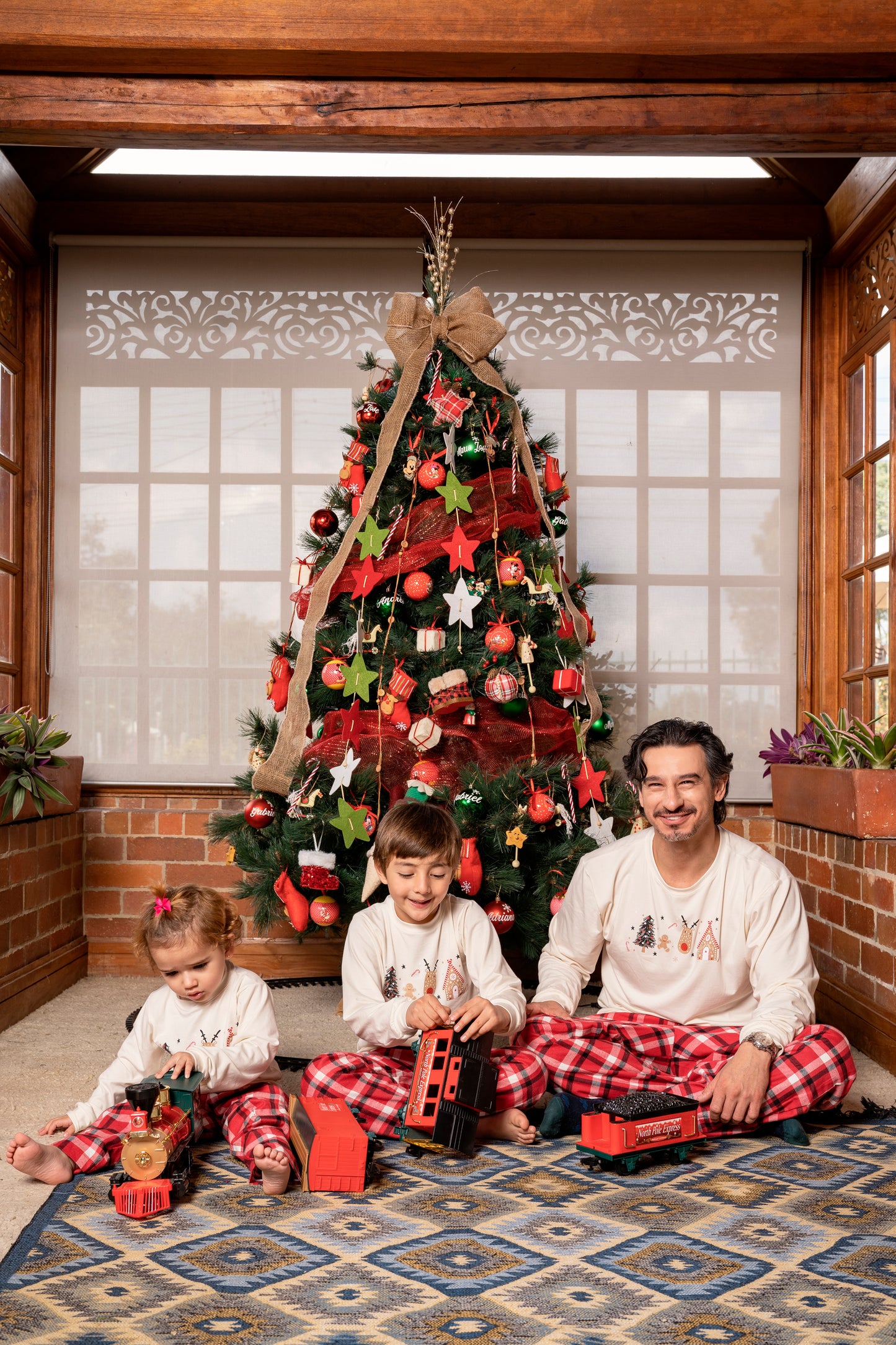 Pijama Algodón Dos Piezas Niño Navidad Cuadros y Reno