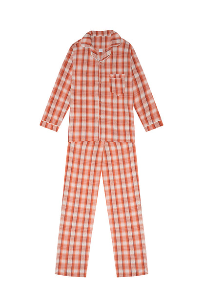 Pijama Clasica Escocesa Cuadros Naranjas
