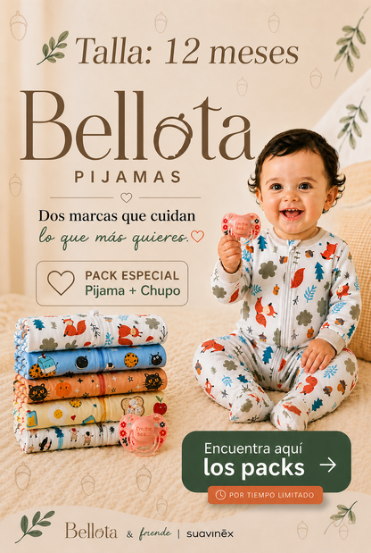Pack Bebé talla 12 meses Pijama Bellota + Chupo Suavinex
