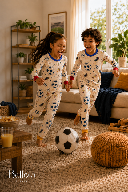 PREVENTA Pijama Niños Mundial Dos Piezas en Piel de Durazno