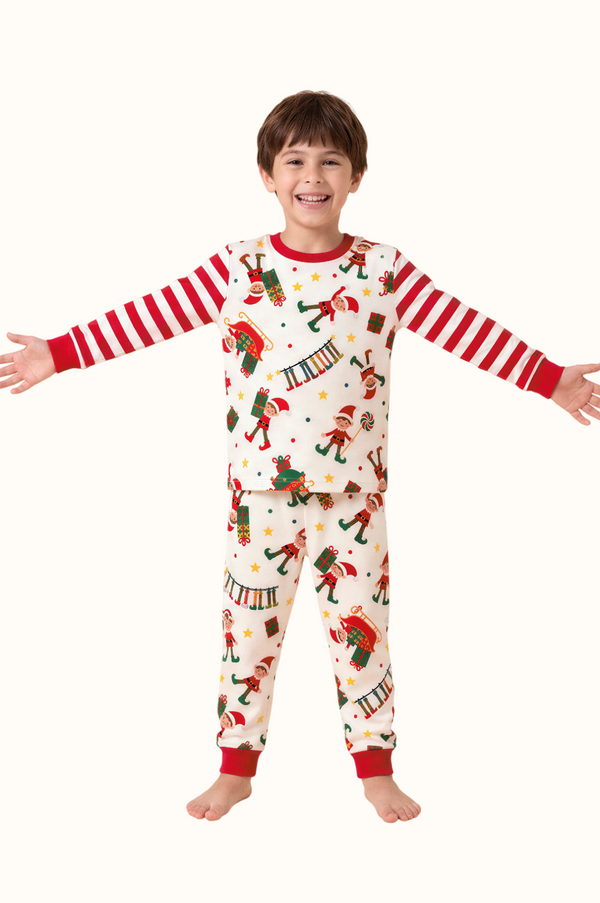 Pijama Niños Dos Piezas Elfos En Piel de Durazno