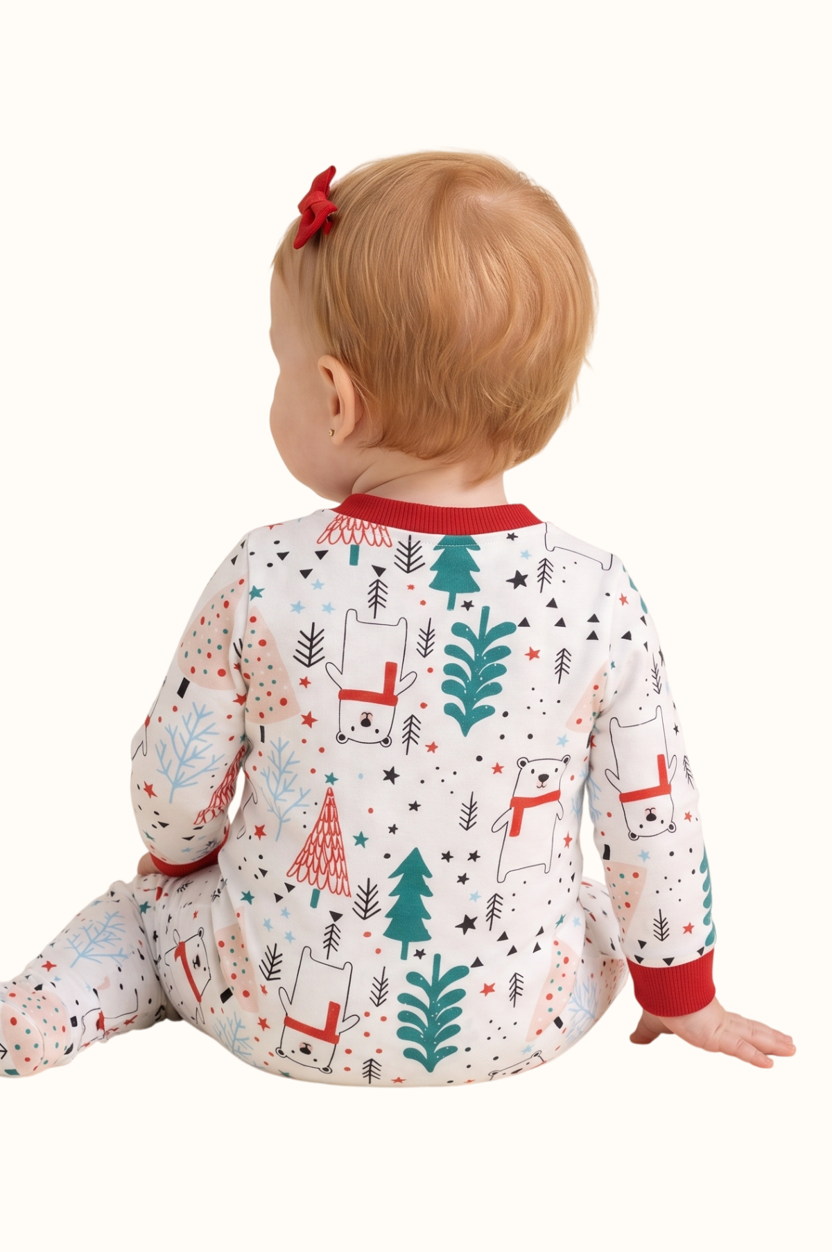 Pijama Bebe Enteriza Navidad Oso Polar en Piel de Durazno