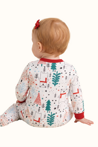 Pijama Bebe Enteriza Navidad Oso Polar en Piel de Durazno