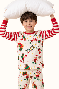 Pijama Niños Dos Piezas Elfos En Piel de Durazno