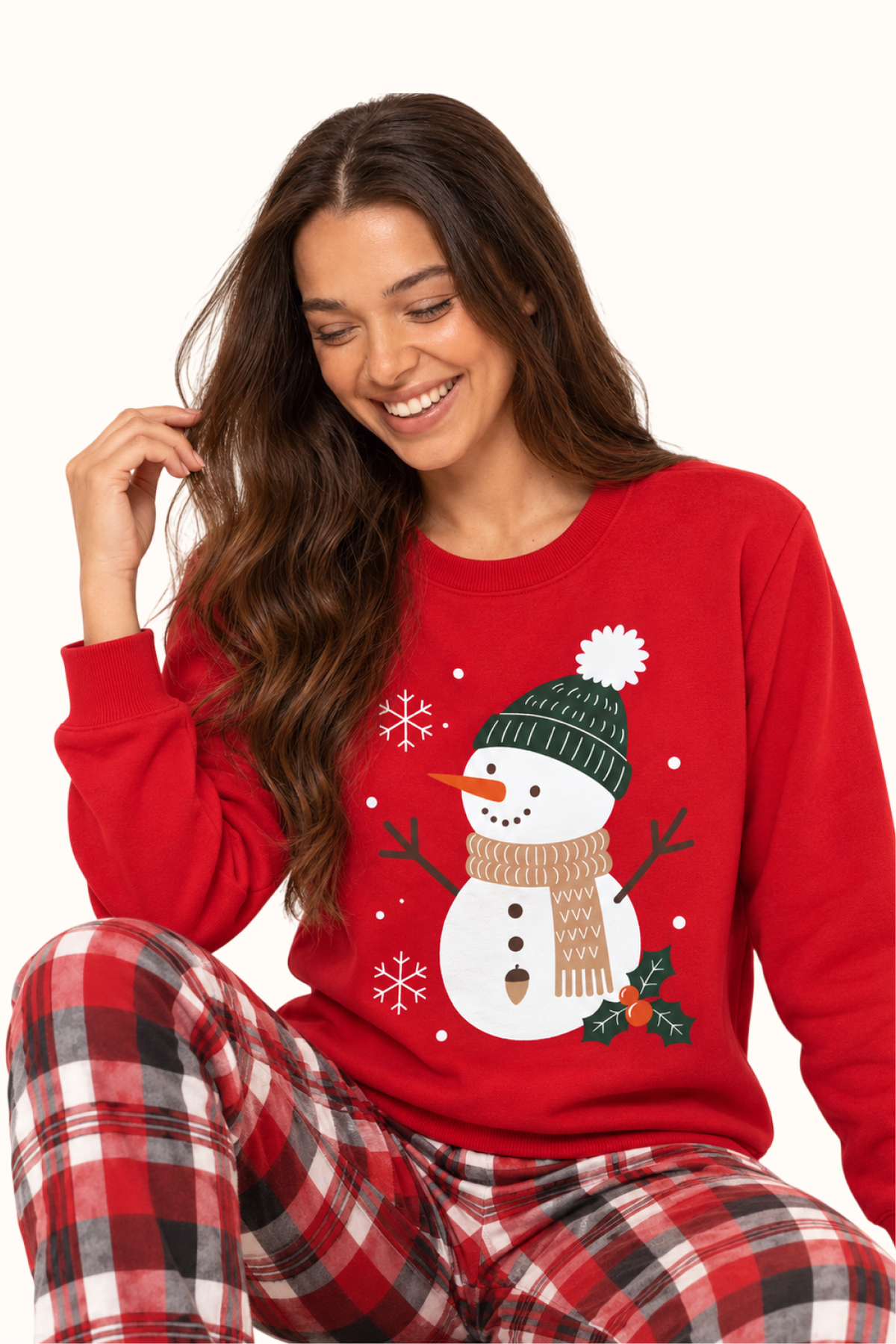 Saco Rojo Unisex Muñeco de Nieve Navidad