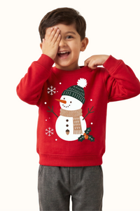 Saco Rojo Niño Muñeco de Nieve Navidad