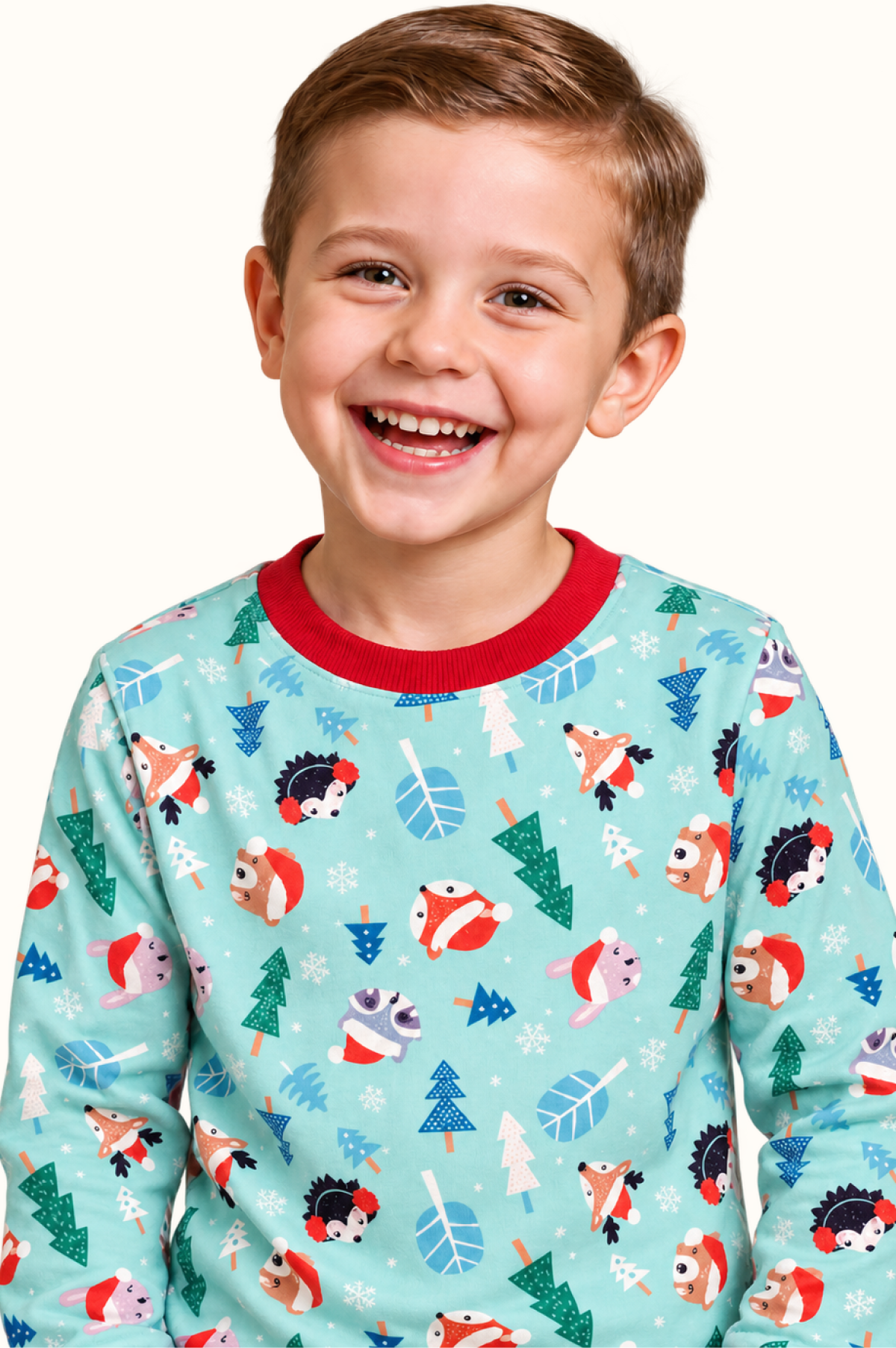 Pijama Fleece Niños Dos Piezas Navidad Animalitos