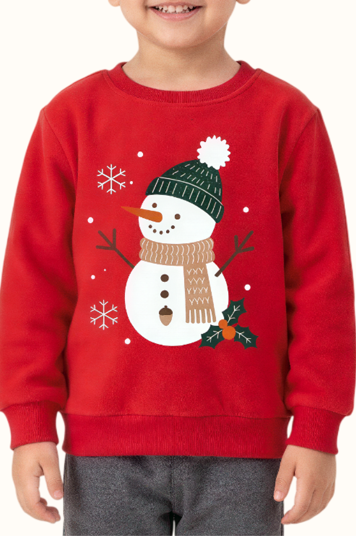 Saco Rojo Niño Muñeco de Nieve Navidad